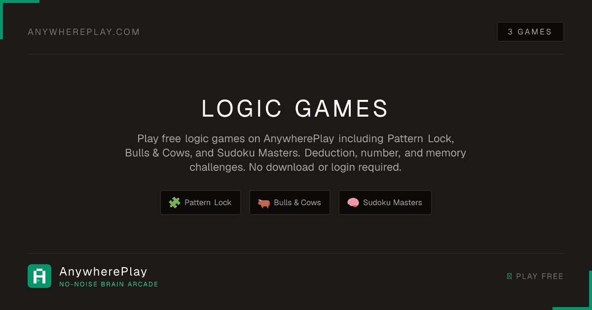 Logic Games Online | Free Browser Logic Puzzles | AnywherePlay